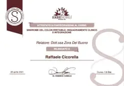 Attestato 21 - Dott. Raffaele Cicorella - Biologo Nutrizionista