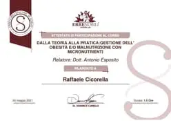 Attestato 50 - Dott. Raffaele Cicorella - Biologo Nutrizionista